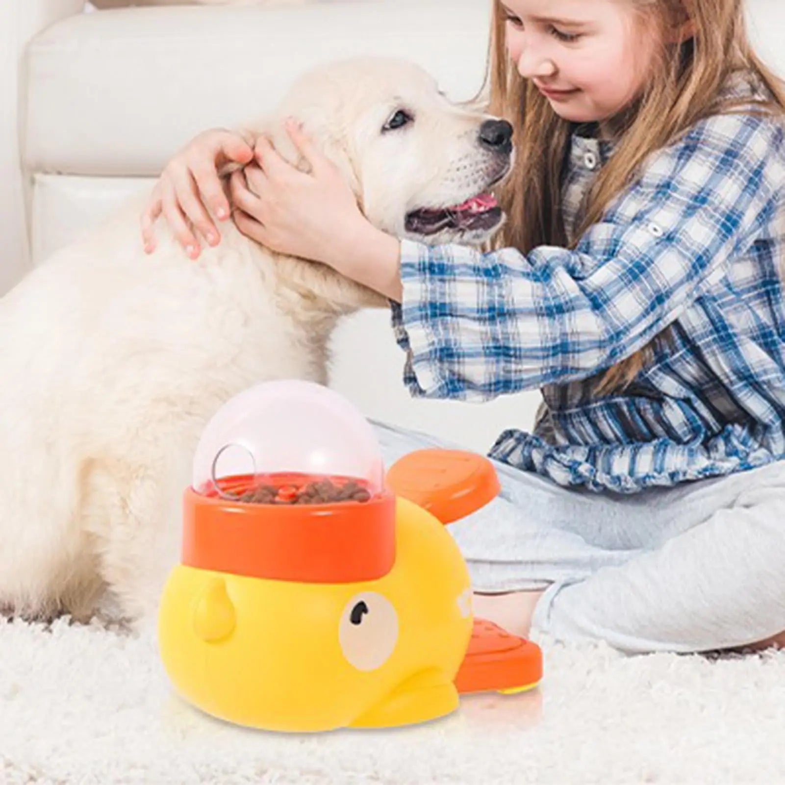Duck-Shaped Slow Feeder Dog Bowl Snack Dispenser