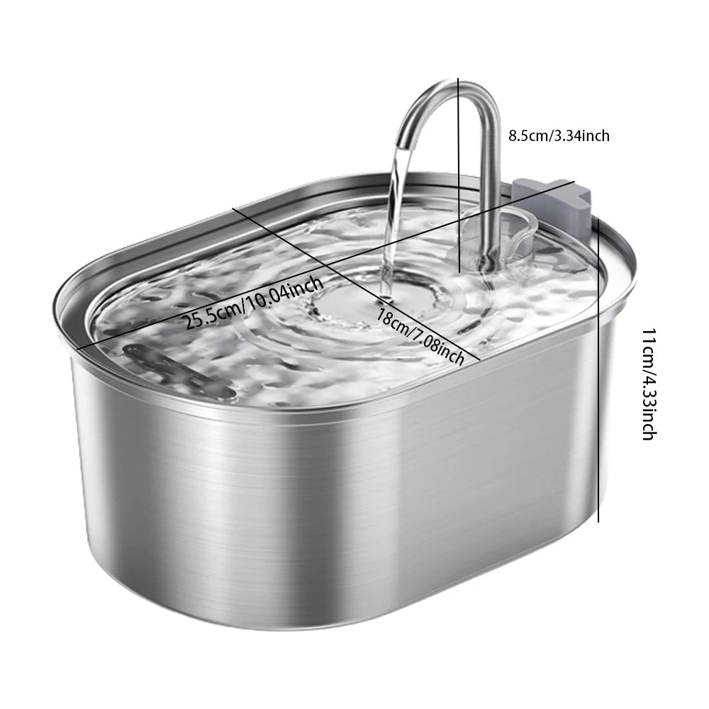 Stainless Steel Smart Cat Water Fountain 3.2L