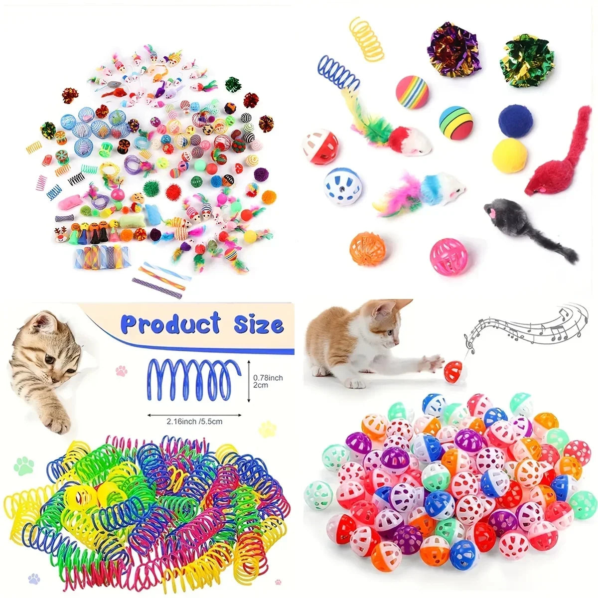 Mixed Cat Toy Variety Pack – Plastic and Plush Set