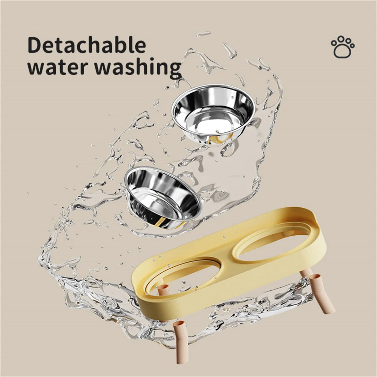 Double Pet Feeding Bowl With Raised Stand