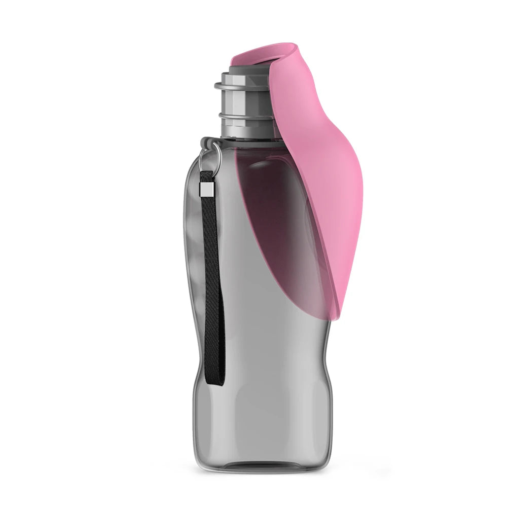 Pink Color 800 ml Portable Dog Water Bottle With Feeder Bowl