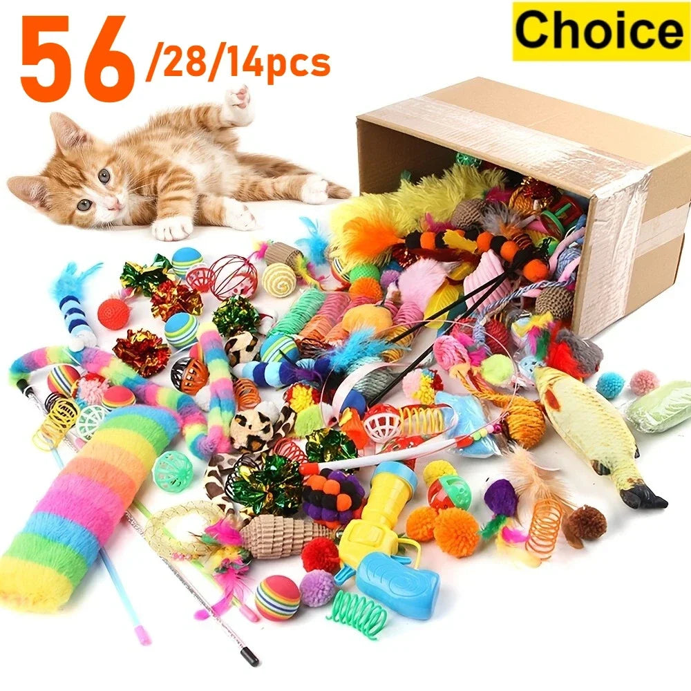 Mixed Cat Toy Variety Pack – Plastic and Plush Set