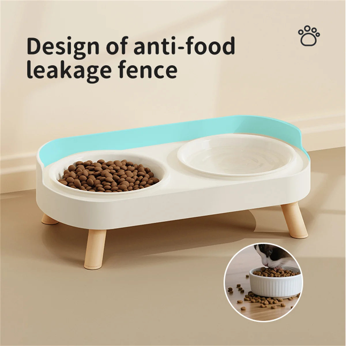 Double Pet Feeding Bowl With Raised Stand