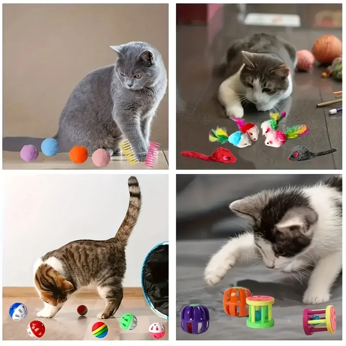 Mixed Cat Toy Variety Pack – Plastic and Plush Set
