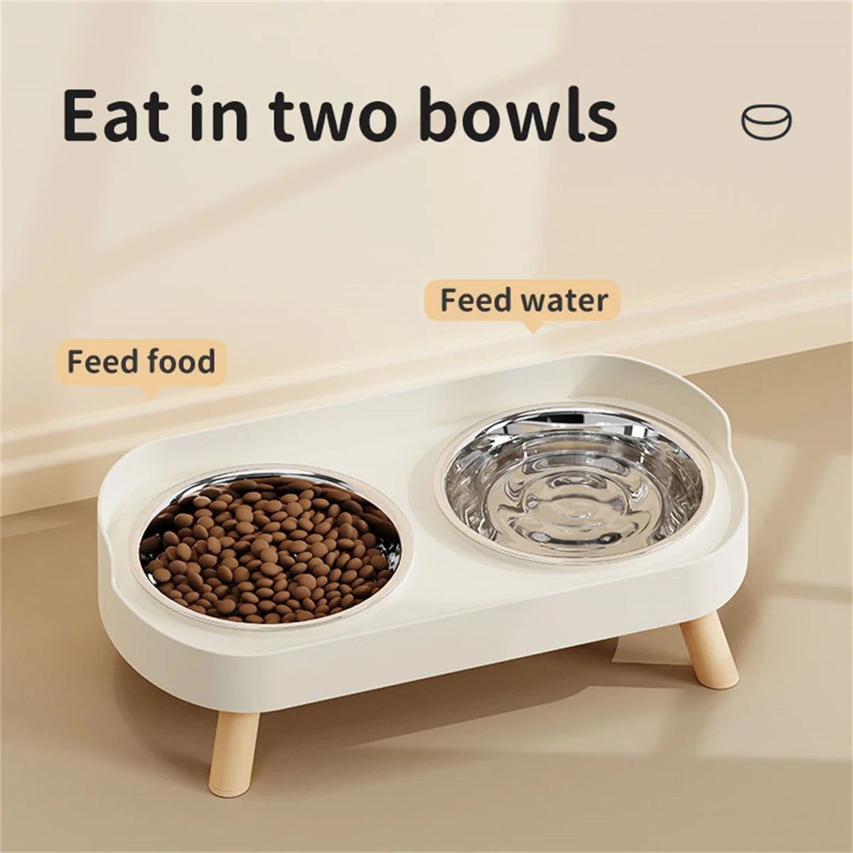 Double Pet Feeding Bowl With Raised Stand